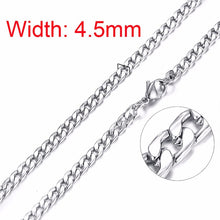 Load image into Gallery viewer, Silverly Square Box Link and Ingot Chain Necklace for Men Stainless Steel Choker with 21-24 Inches (2.1mm-5mm Wide)