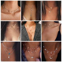 Load image into Gallery viewer, UMODE Simple Necklaces for Women Girls Chocker Layered Necklaces Moon Star Pendant Party Gifts Fashion Jewelry Vsco Things