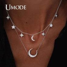 Load image into Gallery viewer, UMODE Simple Necklaces for Women Girls Chocker Layered Necklaces Moon Star Pendant Party Gifts Fashion Jewelry Vsco Things