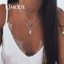 Load image into Gallery viewer, UMODE Simple Necklaces for Women Girls Chocker Layered Necklaces Moon Star Pendant Party Gifts Fashion Jewelry Vsco Things
